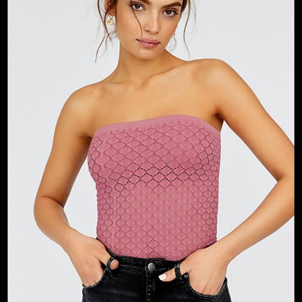 NEW Free People Intimately Textured Tube Top Built in Bra XS / S Bronze Luxe NWT